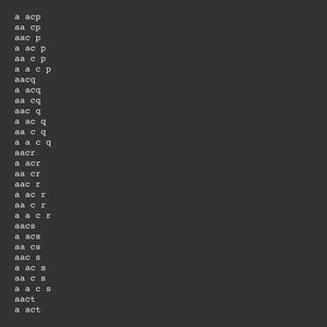 Screenshot of sentences output from Everything code.